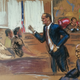 Defense attorney Brian McMonagle speaks to the jury while Cosby looks on. Courtroom sketch by Jane Rosenberg.